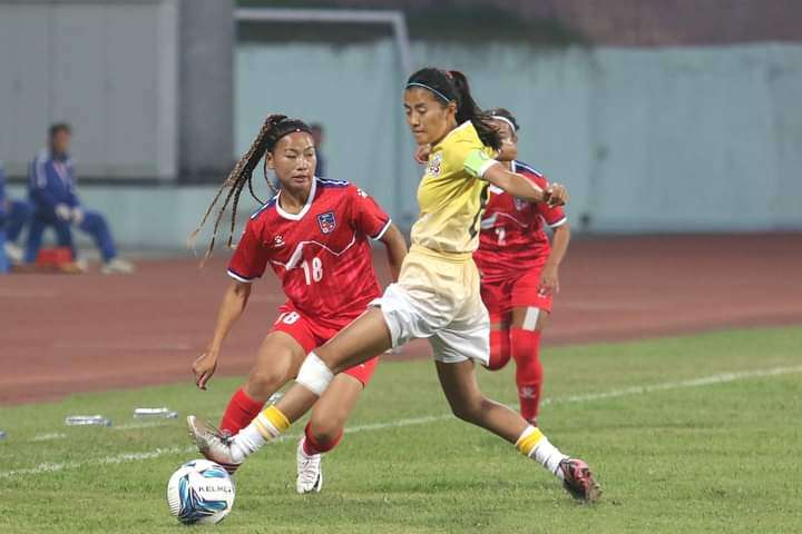 साफ महिला च्याम्पियनसिप, समूह चरणको पहिलो खेलमा नेपाल भुटानसँग गोलरहित बराबरीमा रोकियो