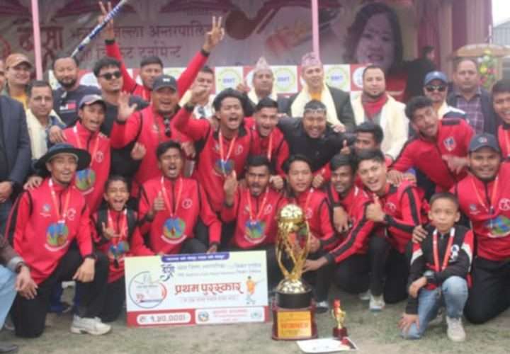 बर्खा स्मृति अन्तरपालिका टि 20 क्रिकेटको उपाधि बिर्तामोडलाई 